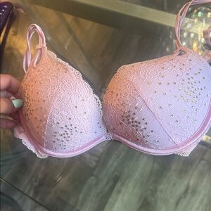 Victoria's Secret Pink Lace Bra with Gold Accents